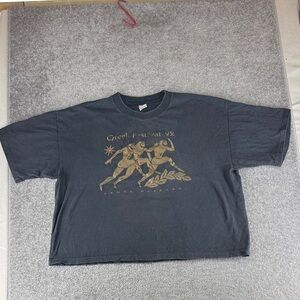 Vtg Tuff Tee Short Sleeve Crop Shirt USA 1992 Greek Festival Santa Barbara OS M?